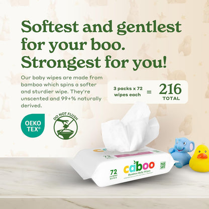 Caboo Baby Wipes, Made with Bamboo Viscose, Certified Made Safe Ingredients, Unscented Baby Wipes