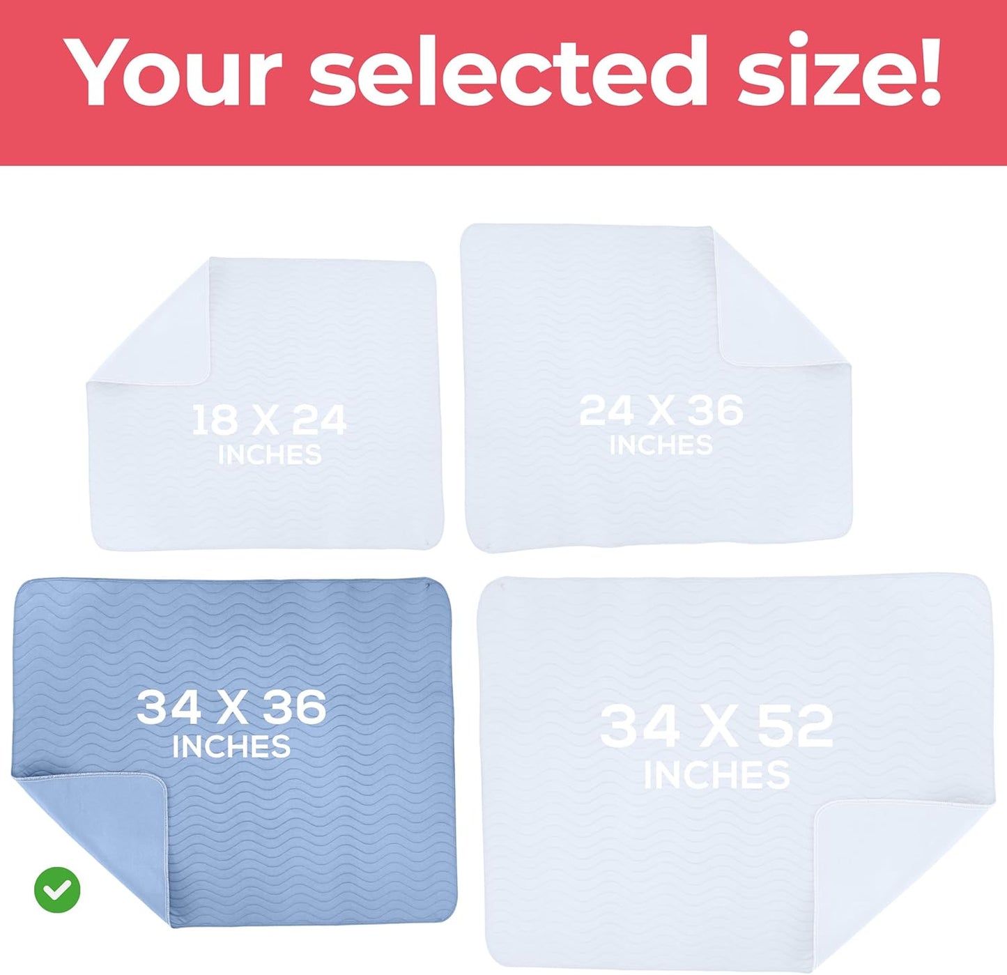 Utopia Bedding Washable Underpads 34" x 36" (Pack of 2), Waterproof Reusable Heavy Absorbency