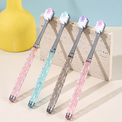 EasyHonor Soft Toothbrushes, Adult Medium Bristle Toothbrushes with Fashion Color Crystal &