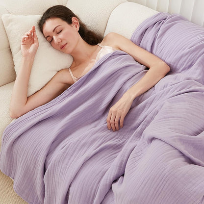 EMME Cotton Throw Blanket for Couch Soft Airy Muslin Bed Blankets Lightweight Breathable Blanket