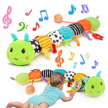 Baby Sensory Toy 0-6 Month Music Animal Stuffed Plush Caterpillar Toy for Infant 0-3-6 Month Tummy