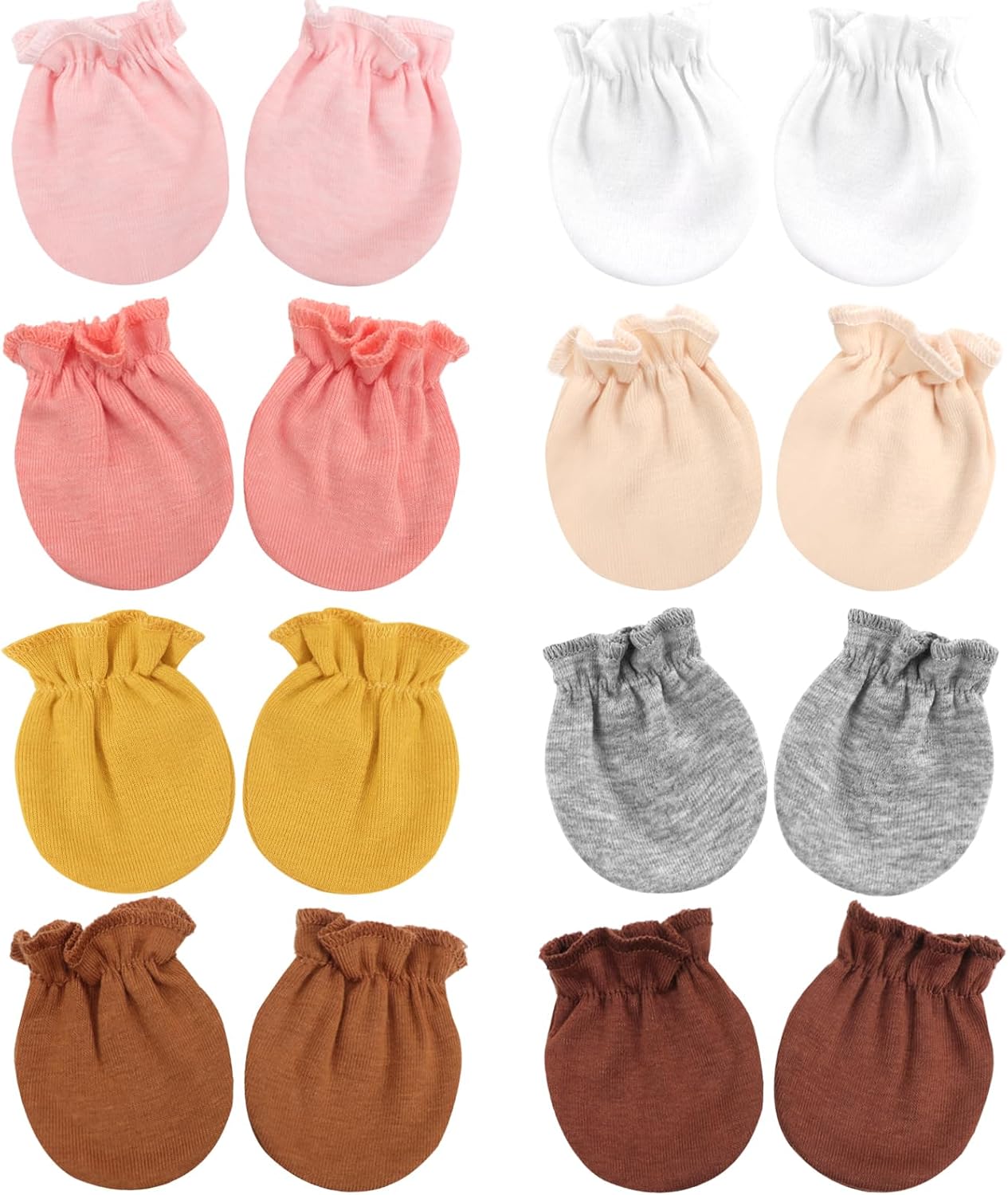 BQUBO Newborn Infant Toddler Mittens No Scratch Cotton Elastic Wrist Gloves Hypoallergenic for 0-6