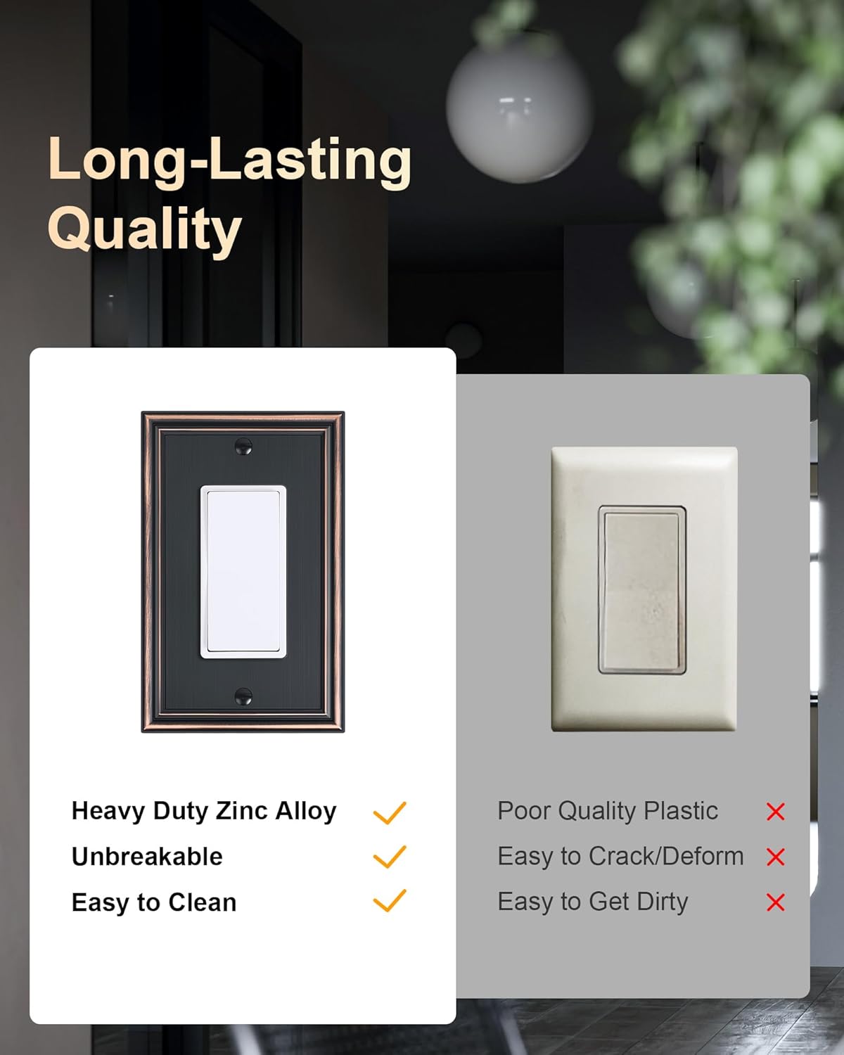 6-Pack Decorator Outlet Cover Plate, Aged Bronze Decorative Switch Plates and Outlet Covers