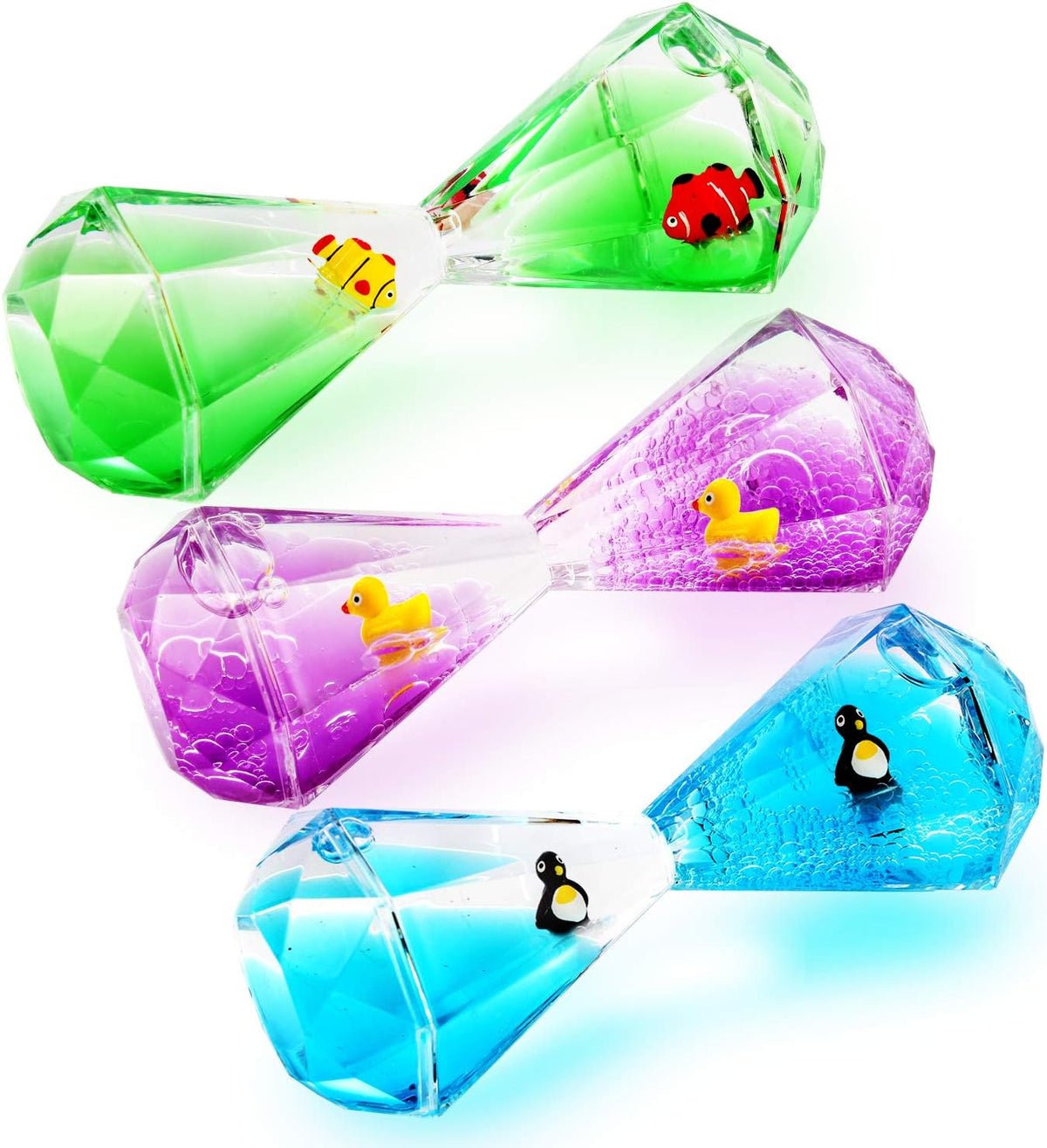 YUE Motion Liquid Motion Bubbler Floating Sea Creatures, Diamond Shaped Liquid Timer for Fidget