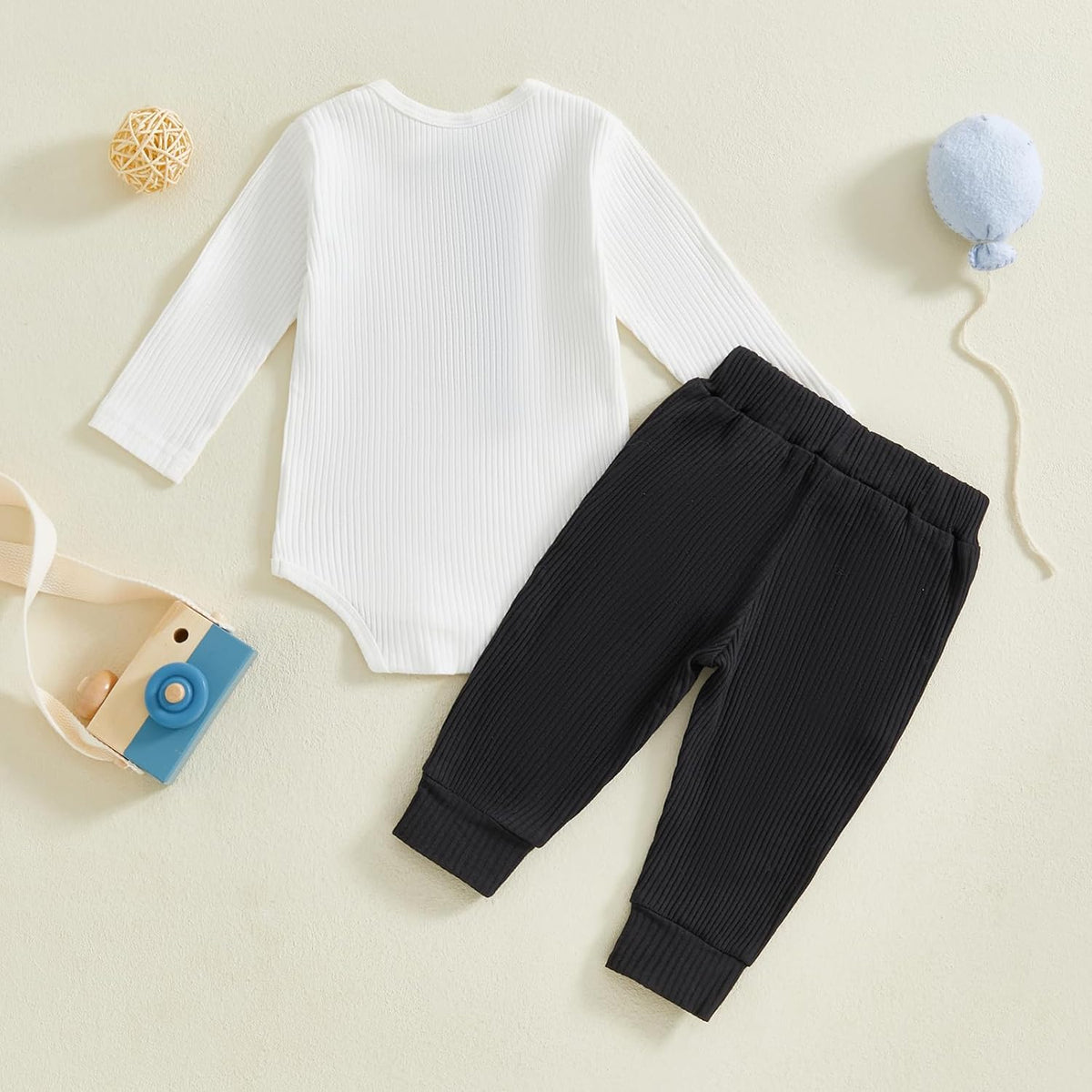 fhutpw Baby Boy Clothes 3 6 12 18 Months Ribbed Knitted Long Sleeve Romper and Pants Sets Newborn