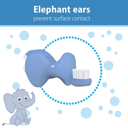 Dr. Brown's Infant-to-Toddler Training Toothbrush Set, Blue Elephant with Fluoride-Free Apple Pear