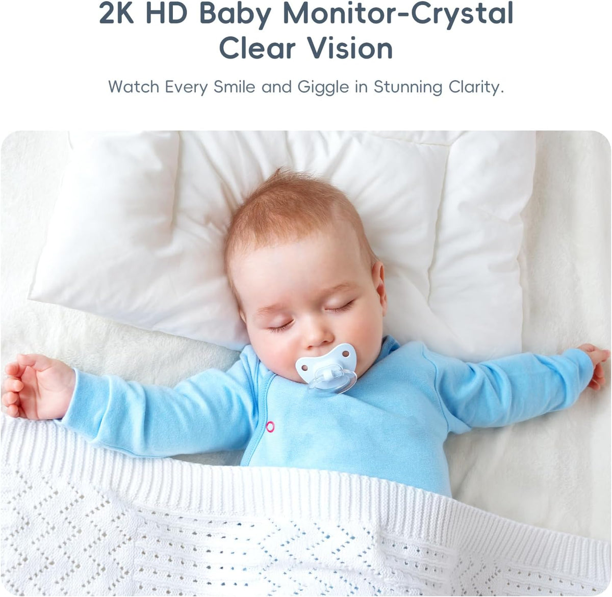 Baby Monitor with Camera and Audio, 2K HD Smart Video Baby Camera WiFi 5" Screen, Night Vision