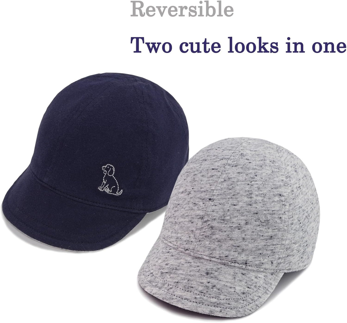 Keepersheep Baby Reversible Baseball Cap Infant Sun Hat, Cotton Knit Soft Brim for Infant Toddler