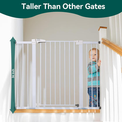 BABELIO 36" Tall Baby Gate, 29-48" Auto Close Pressure Mounted Dog Gate for Stairs, Doorways &