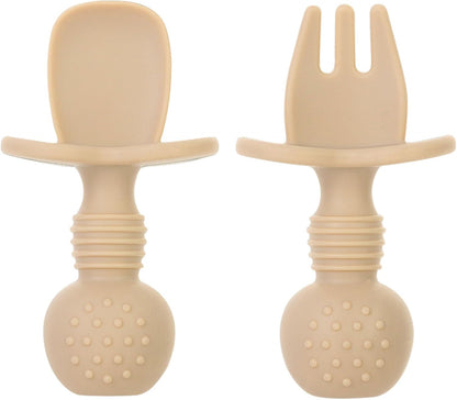 6 Pack Baby Spoons and Forks Set, Silicone First Stage Self Feeding Infant Toddler Utensils, BPA