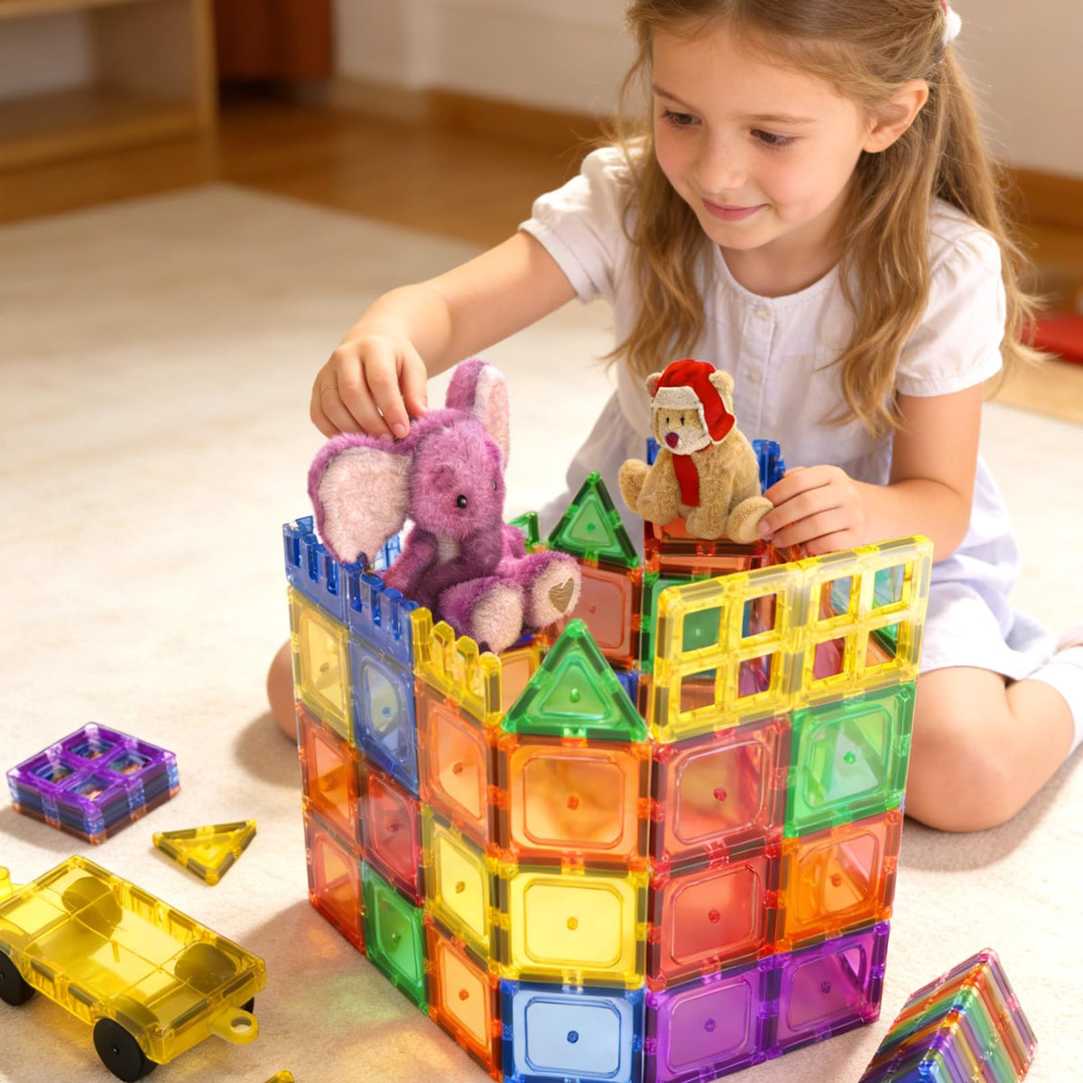 Coodoo Magnetic Tiles Kids Toys STEM Magnet Toy for Toddler Magnetic Blocks Building Preschool