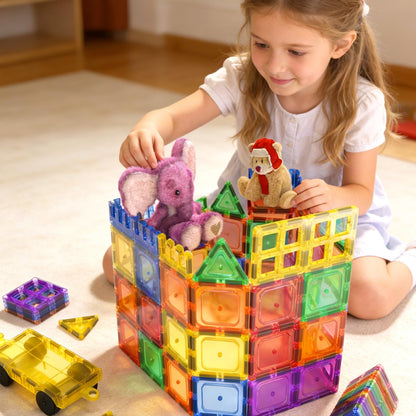 Coodoo Magnetic Tiles Kids Toys STEM Magnet Toy for Toddler Magnetic Blocks Building Preschool