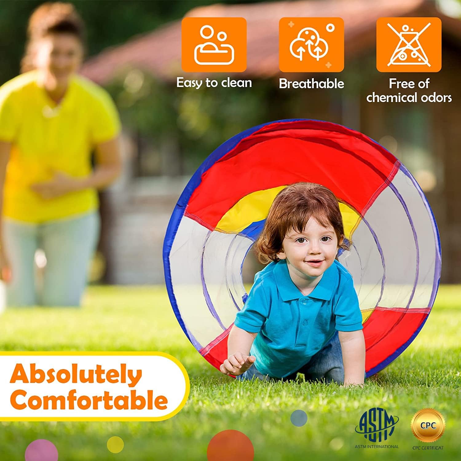 Kids Play Tunnel Tent for Toddlers, Colorful Pop Up Crawl Tunnel Toy for Baby or Pet with