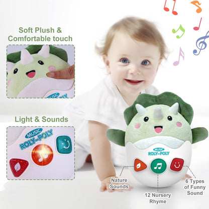 Baby Dinosaur Toys 0-3-6-12 Months, Musical Infant Toys with Light & Sounds, Soft Plush Stuffed