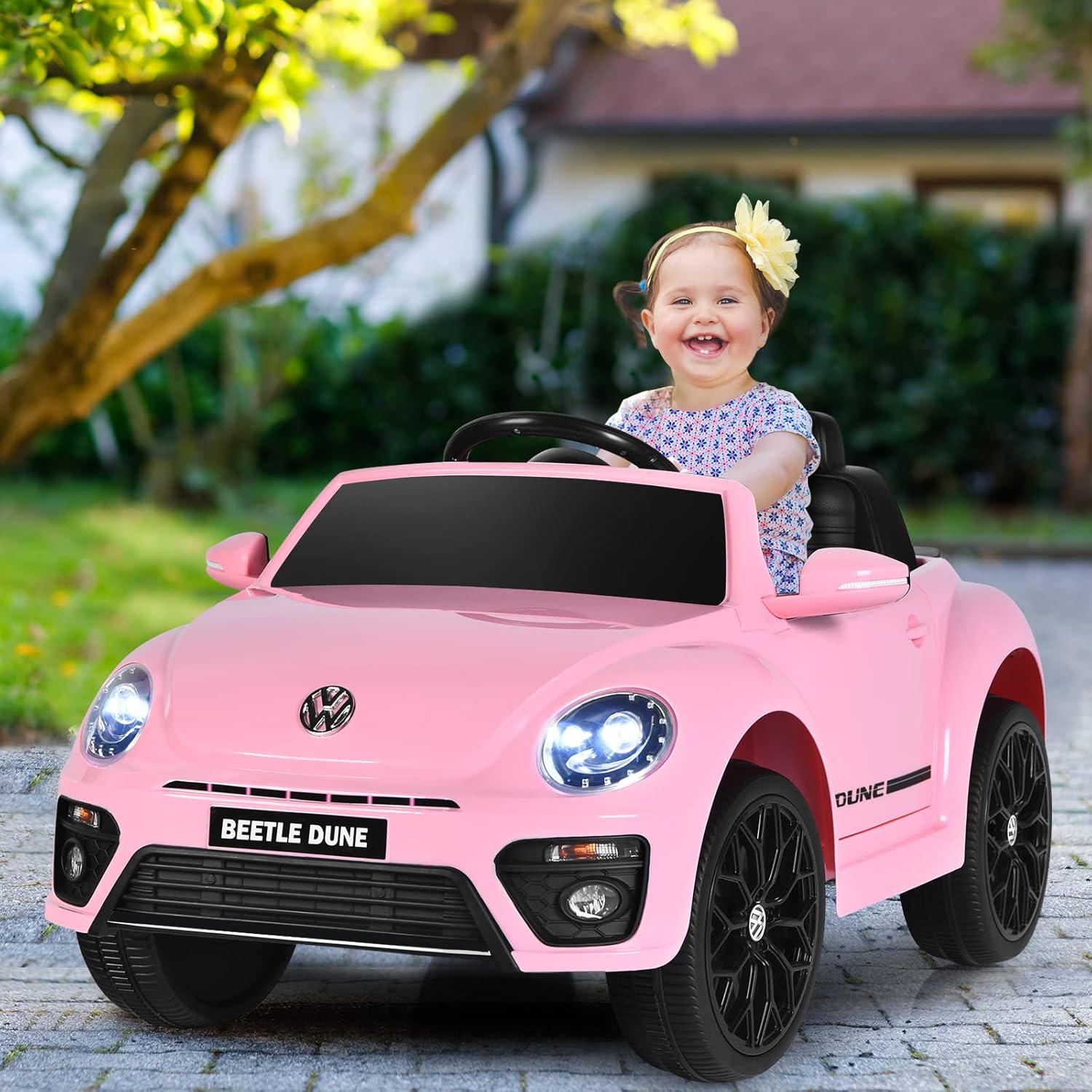 Costzon Ride on Car, 12V Licensed Volkswagen Beetle Battery Powered Vehicle w/Remote Control