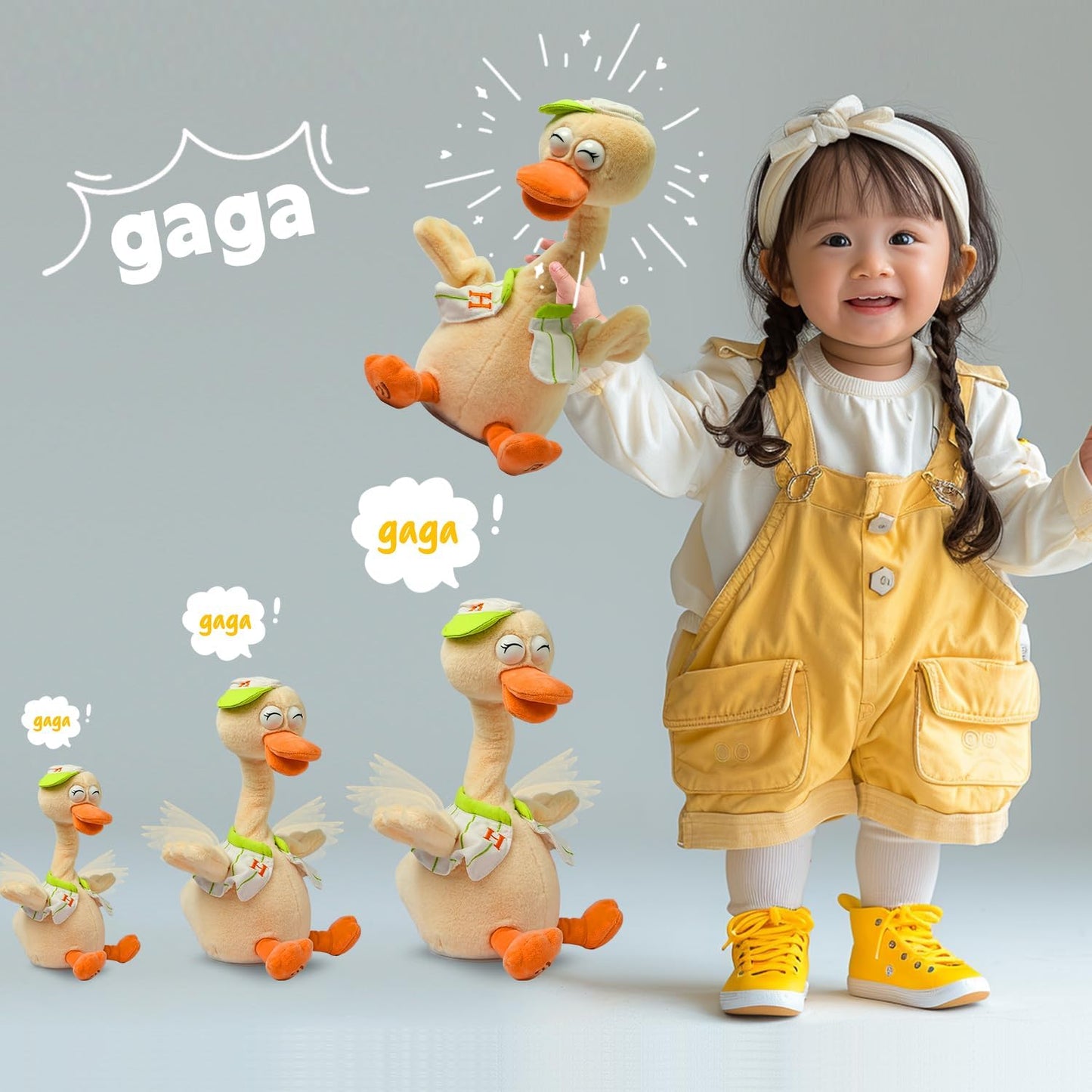 Talking Dancing Duck Toy Mimicking Recording Plush & Interactive Toy, Repeating What You Say, Neck