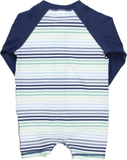 RUGGEDBUTTS Baby/Toddler Boy Swimsuit, One Piece Zipper Rash Guard Sunsuit with UPF 50+ Sun