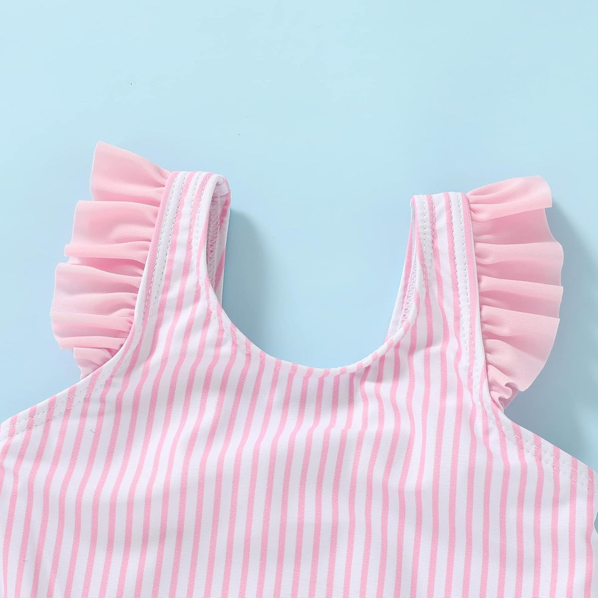 Tiny Cutey Toddler Girl Swimsuit Ruffled Stripe Sleeveless Swimwear One-Piece Baby Girl Bathing