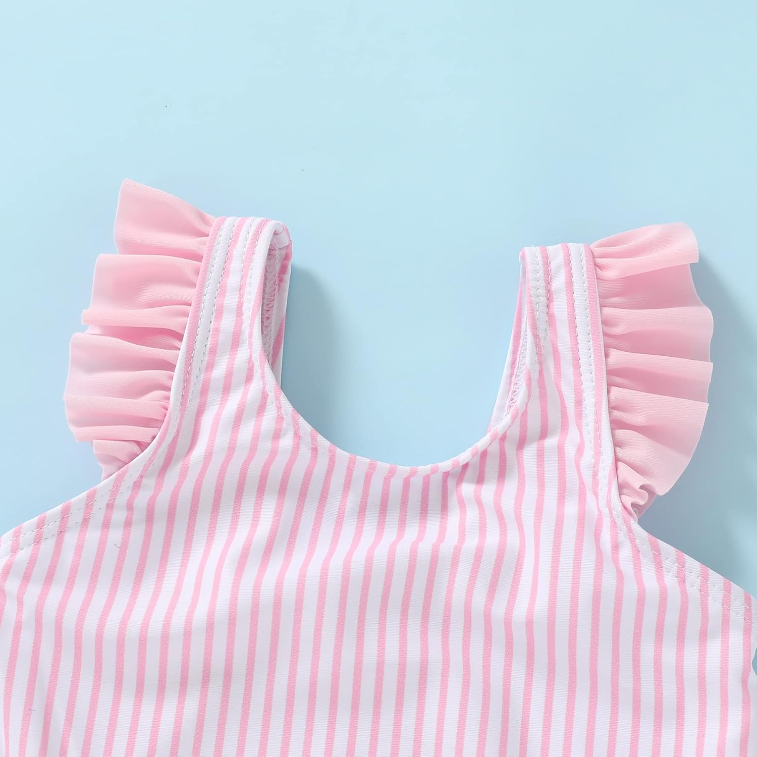 Tiny Cutey Toddler Girl Swimsuit Ruffled Stripe Sleeveless Swimwear One-Piece Baby Girl Bathing