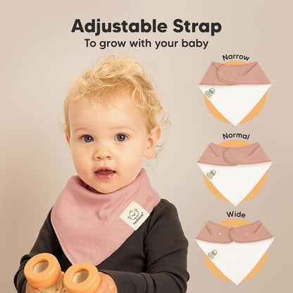 8-Pack Organic Baby Bandana Bibs for Girls - Super Absorbent Triangle Baby Bibs for Drooling and