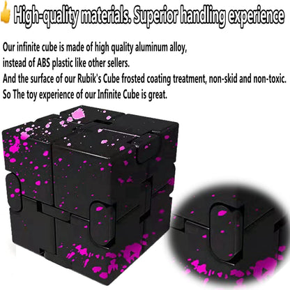 Metal Fidget Infinity Cube Toys for Men Gadgets Anxiety Stress Relief Aluminum Alloy Material