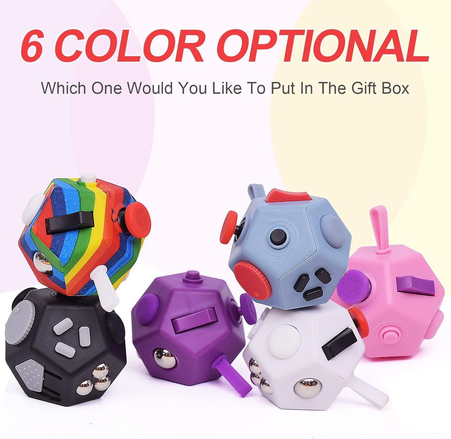 Small Fidget Toys,12 Sided Cube Toys for Kids Adults with Anxiety ADHD Autism and Relief Stress