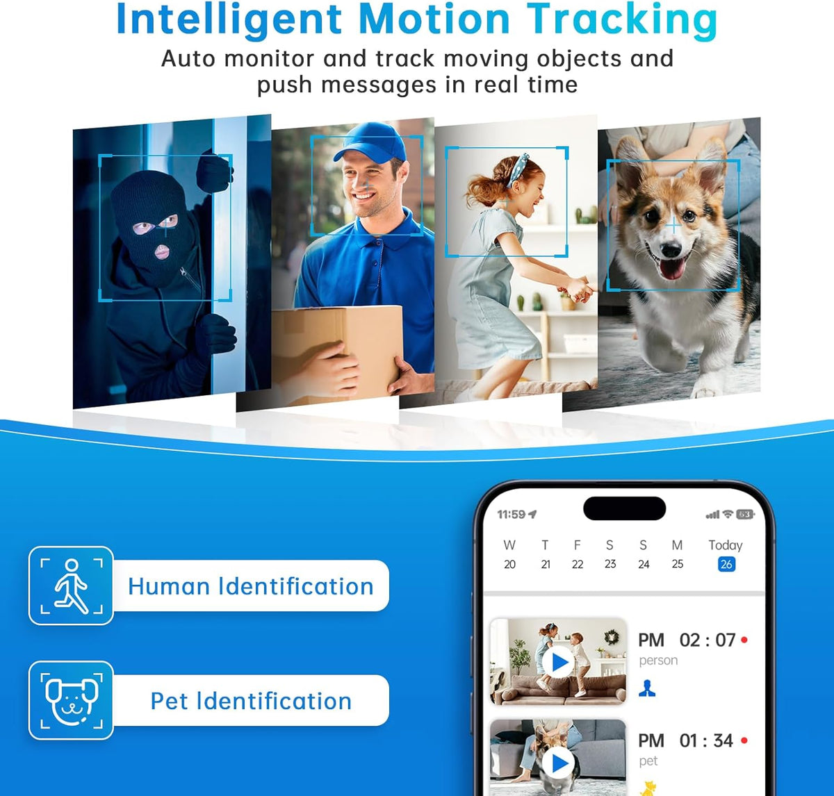 Pan/Tilt Indoor Security Camera, 5G&2.4G WiFi Indoor Cameras Wireless for Home Security