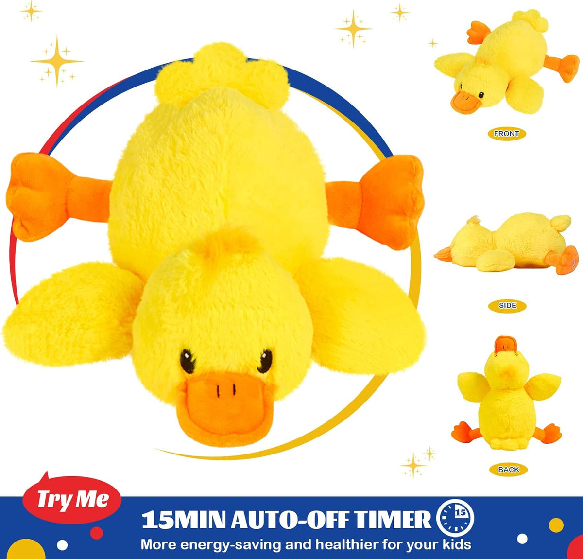 Glow Guards 12'' Musical Light Up Yellow Duck Stuffed Animal LED Glowing Singing Soft Plush Toy