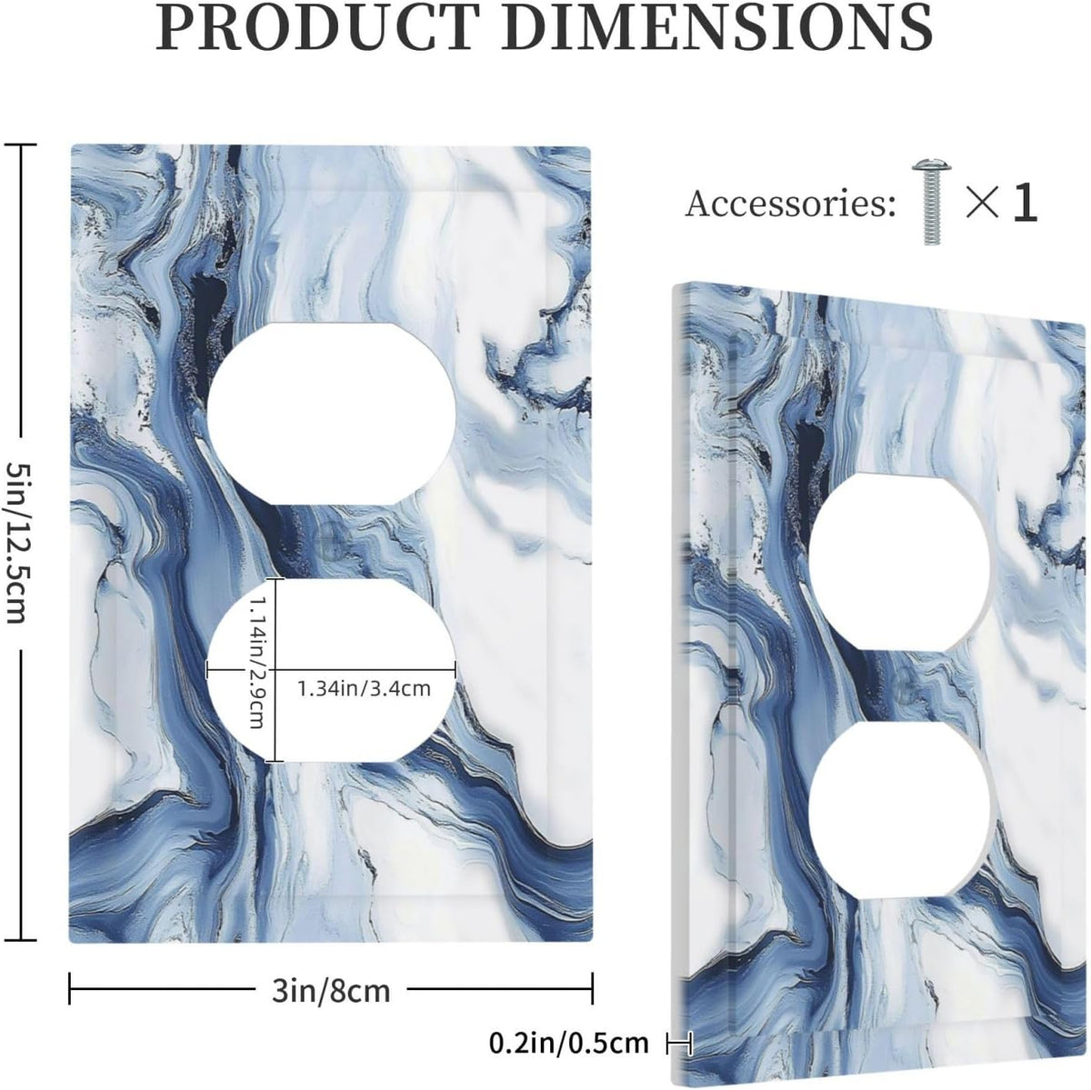 Outlet Covers White Marble Navy Blue Line Fluid 1 Gang Duplex Light Switch Cover Decorative Switch