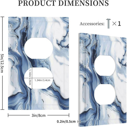 Outlet Covers White Marble Navy Blue Line Fluid 1 Gang Duplex Light Switch Cover Decorative Switch