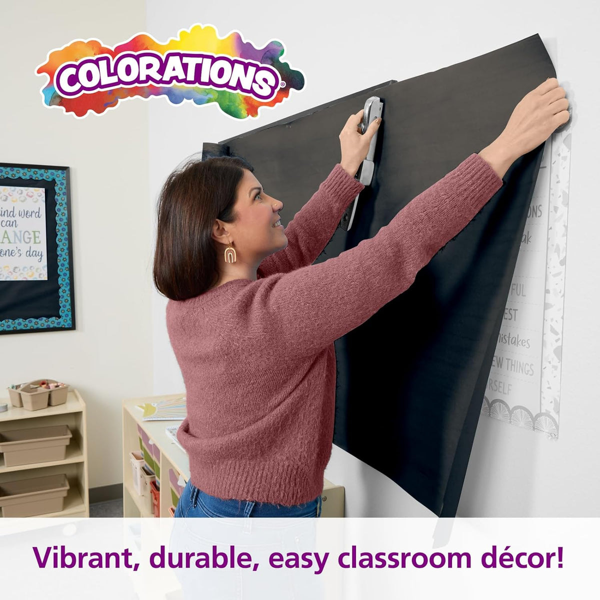 Colorations Dual Surface Paper Roll Classroom Supplies for Arts and Crafts Black (36" x 1000')