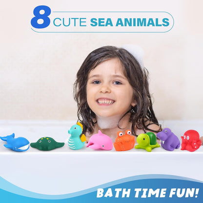 LotFancy Bath Toy, 8PCS Mold Free Bath Toys for Kids Ages 1-3, No Holes Baby Bath Toys for Toddlers