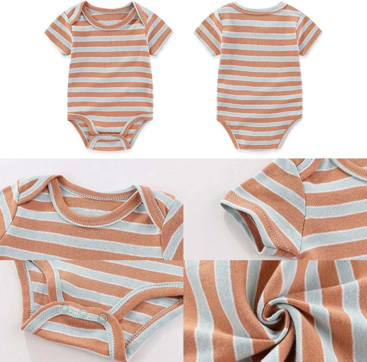Four Seasons Baby Boy Girl Bodysuits 5-Pack Cotton Comfort Short Sleeve Baby Clothes Soft Infant