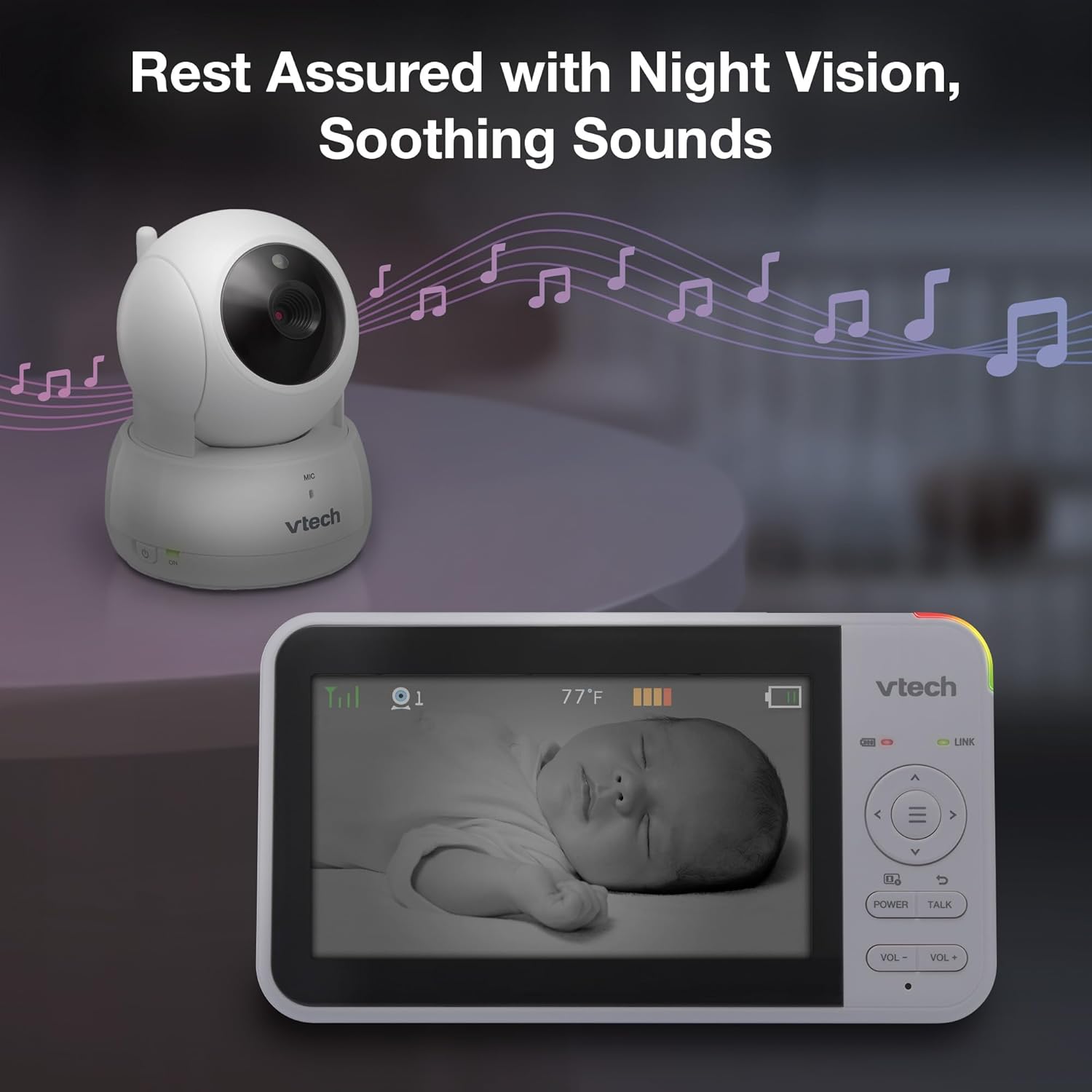 VTech VM924-2 Remote Pan-Tilt-Zoom Baby Monitor with 2 Cameras & Audio,5" LCD Screen,Up to 17Hrs