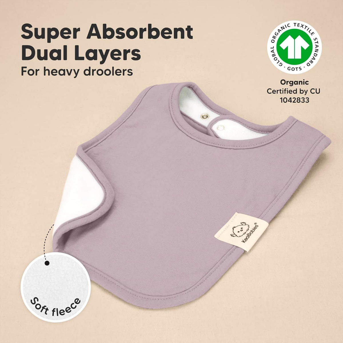 KeaBabies 8-Pack Organic Baby Bibs for Boys, Girls - Super Absorbent Cotton Drool Bibs for Baby