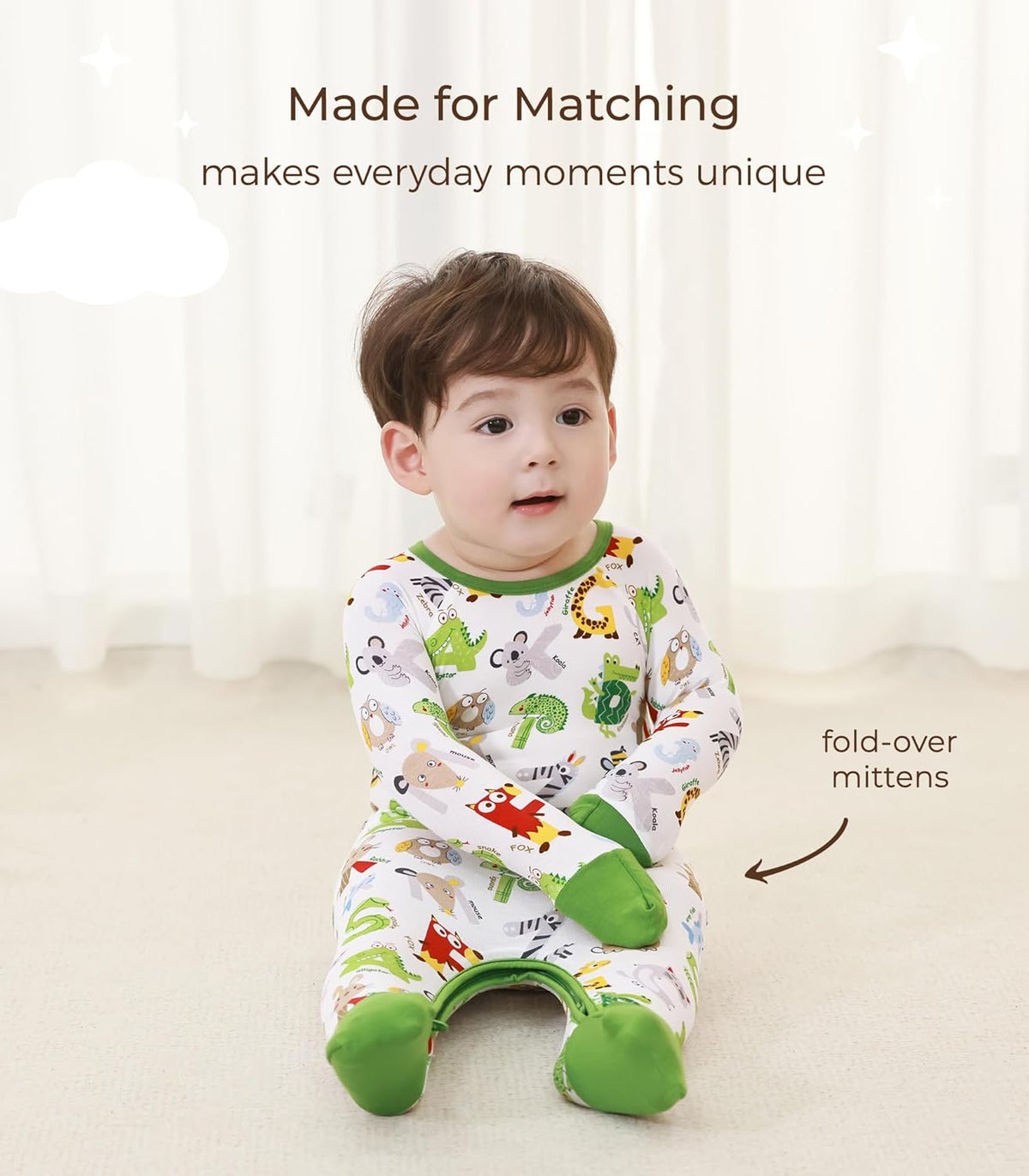 Baby Boys Girls Romper Long Sleeve Jumpsuits Infant Unisex One-Piece Bamboo Viscose Zipper Mitten