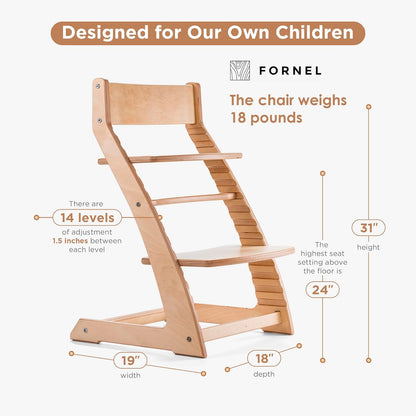 FORNEL Scandinavian Wooden High Chair | The Adjustable Grow-with-Me Chair, A Smart & Affordable