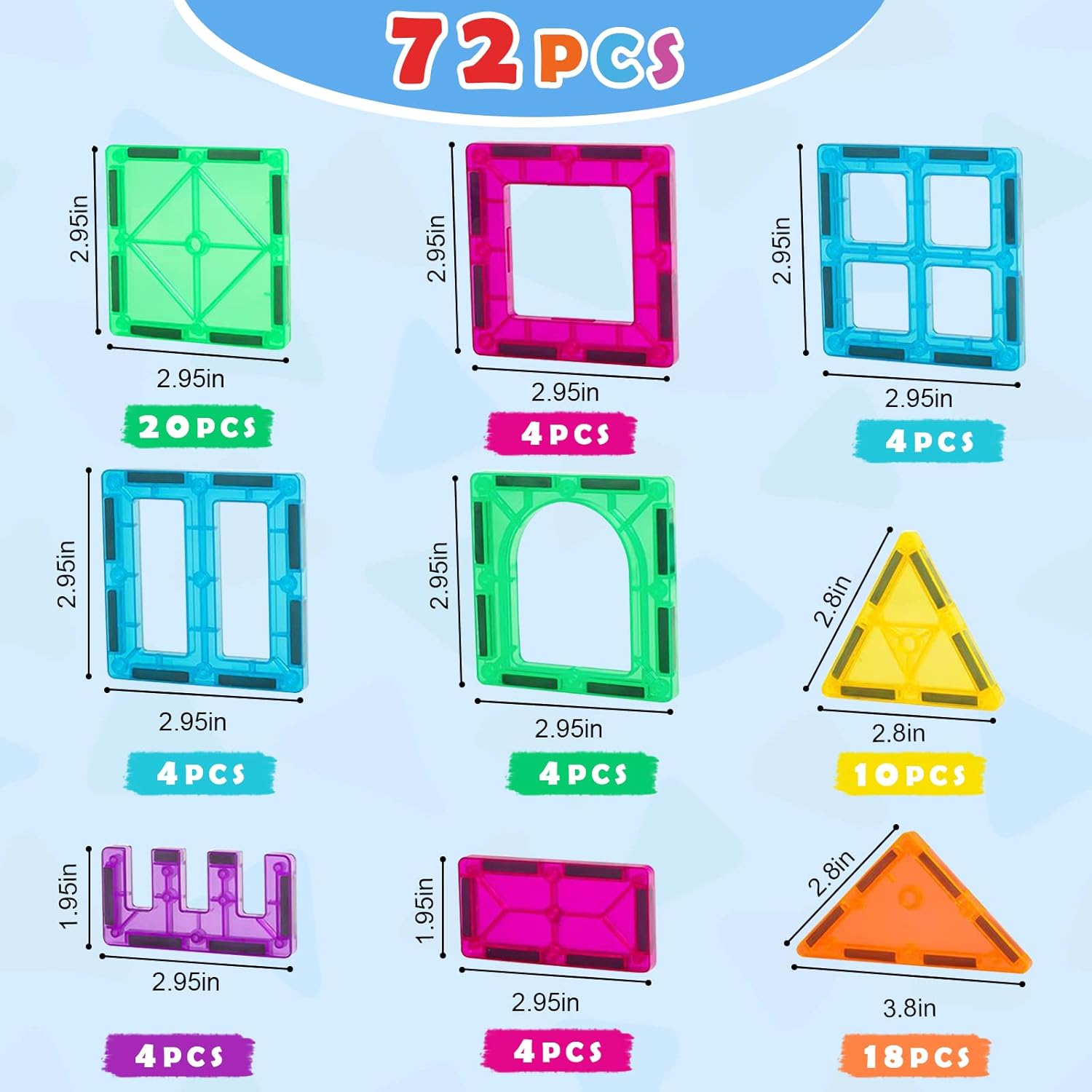 Gemmicc Magnetic Tiles, Magnet Toys Building Blocks for Kids, STEM Approved Educational Toys,Magnet