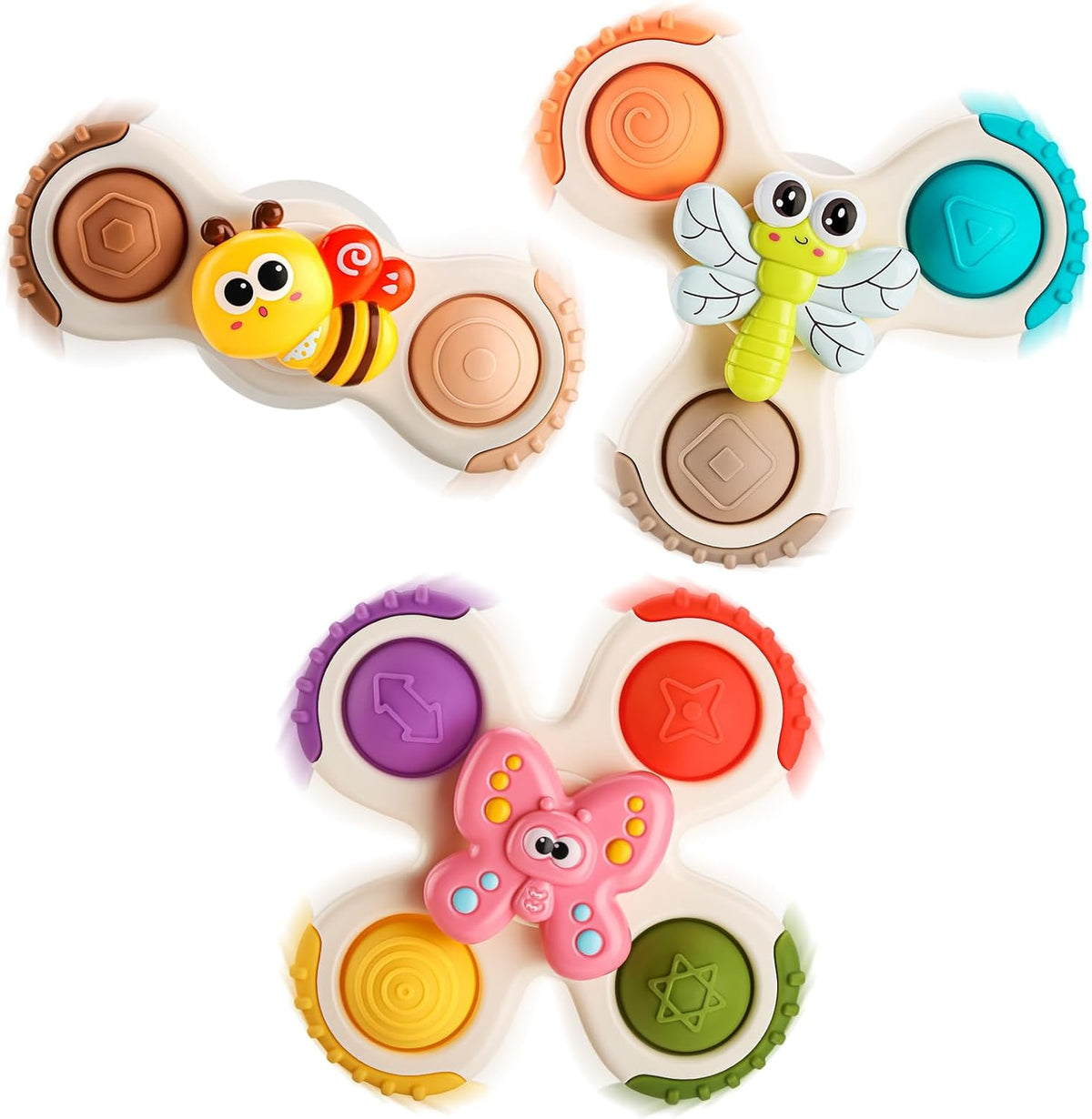 ALASOU 3PCS Pop Suction Cup Spinner Toys for 1 Year Old Boy Girl|Novelty Spinning Tops Toddler Toys