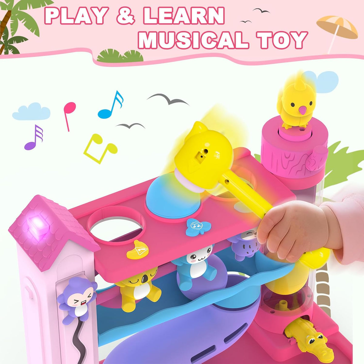 Toddler Musical Toys for 1+ Years Old Girls,Fine Motor Skills Developmental Baby Toy 12-18-24+
