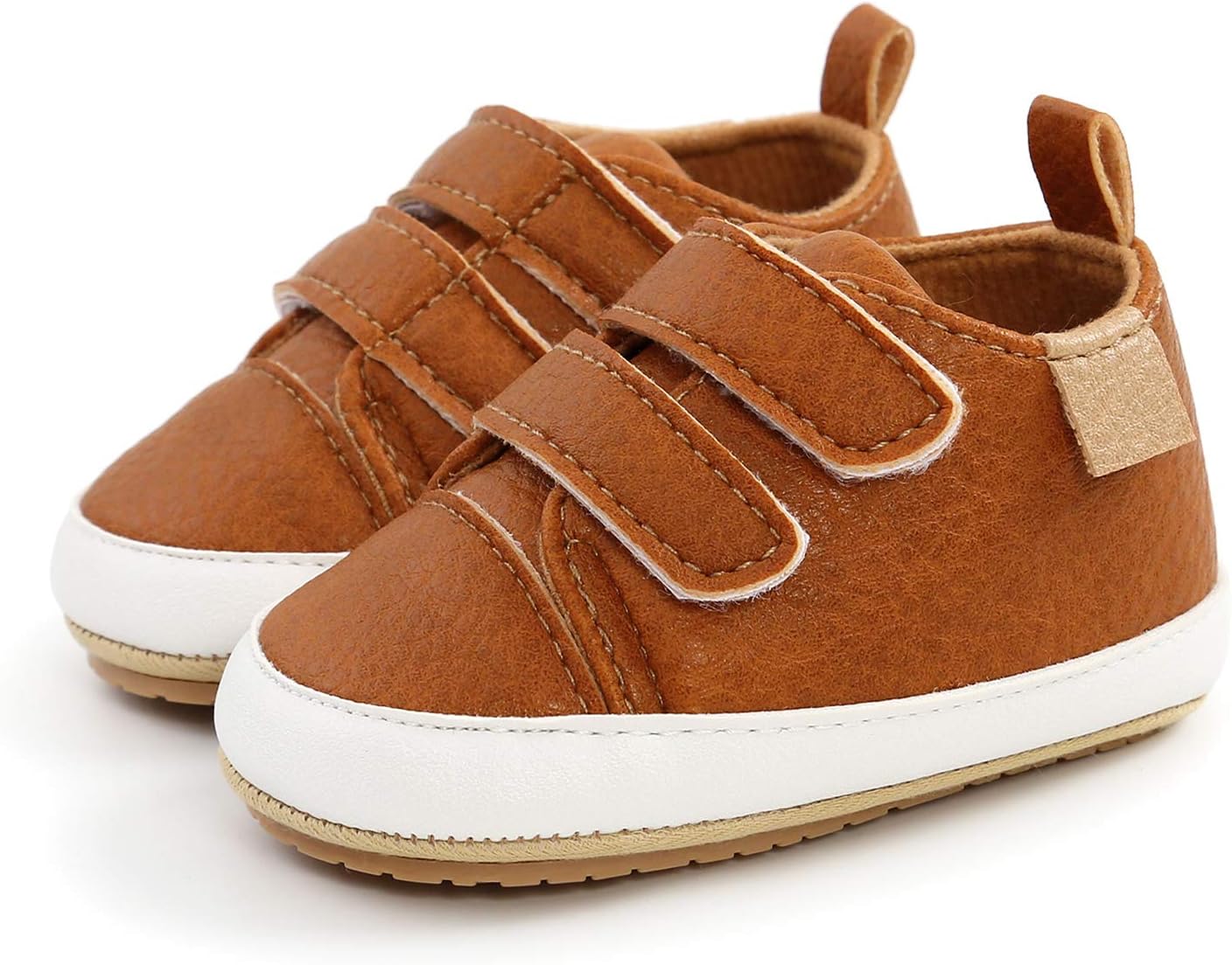 SOFMUO Baby Boys Girls High Top Ankle PU Leather Sneakers Soft Rubber Sole Infant Moccasins Newborn