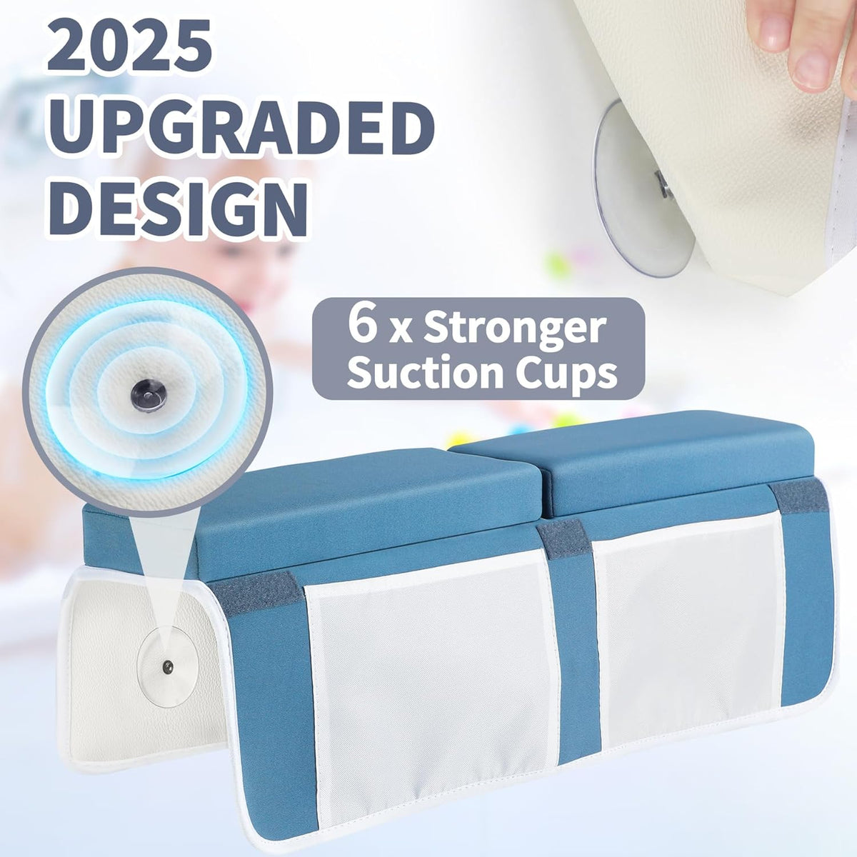 URMYWO Bath Kneeler and Elbow Rest Pad Set - 1.5" Thick Baby Bath Kneeler Pads with Toys Organizer