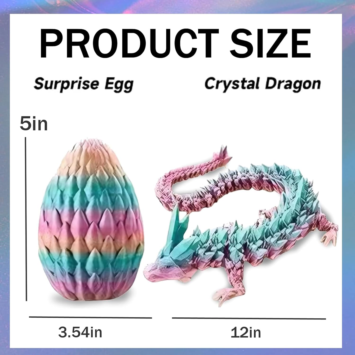 Cessfle 3D Printed Dragon in Egg, Crystal Dragon Eggs with Dragon Inside, Full Articulated Dragon