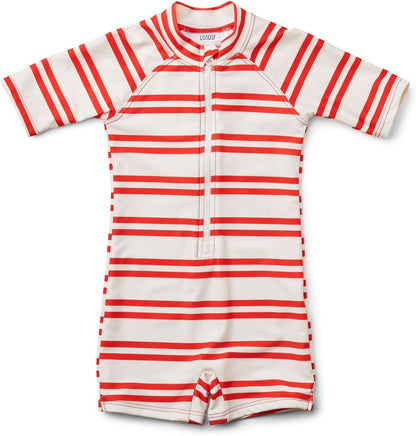 Boys One Piece Swimsuit Whale Dolphin Bathing Suit Zipper Rash Guard Kid Short Sleeve Swimwear