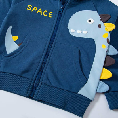 Toddler Boys Full Zip Dinosaur Hoodies Comfortable Sweatshirt