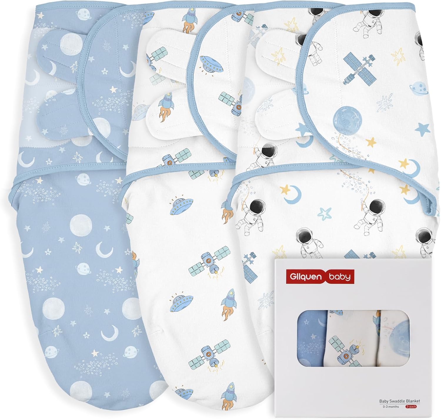 GLLQUEN BABY Swaddles for Babies Boys and Girls - Newborn Swaddle Sack 3 Pack, Baby Swaddle 0-3
