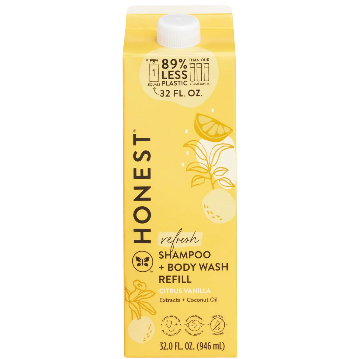 The Honest Company 2-in-1 Cleansing Shampoo + Body Wash Refill Carton | Gentle for Baby | Naturally