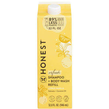 The Honest Company 2-in-1 Cleansing Shampoo + Body Wash Refill Carton | Gentle for Baby | Naturally