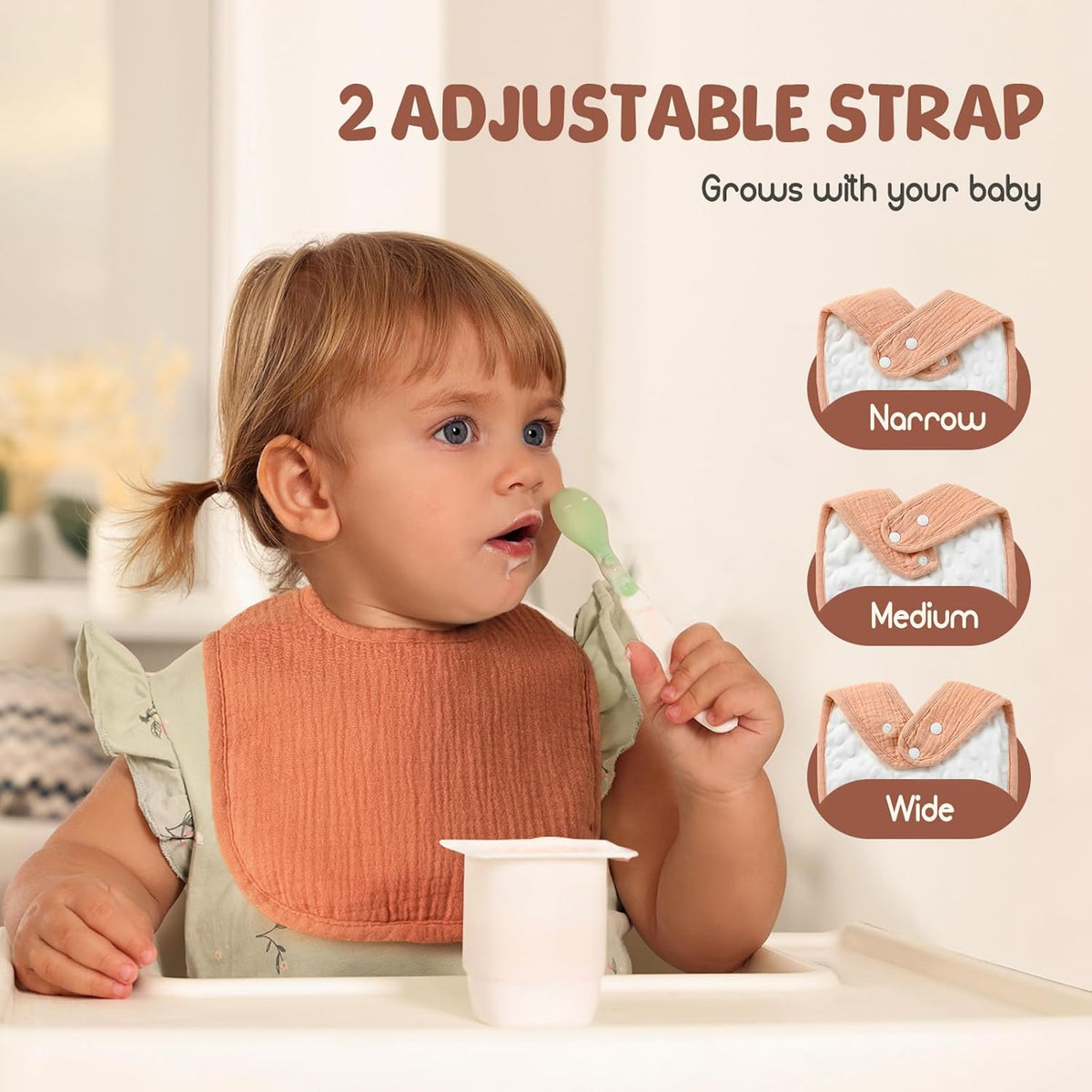 6-Pack Muslin Baby Bibs for Unisex Boys Girls, Cotton Baby Drool Bibs, Drooling and Teething Bibs