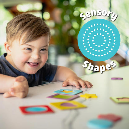 Chuckle & Roar - Matching+ Wooden Sensory Shapes - Logic Puzzles - Premium Wood Construction - Flat